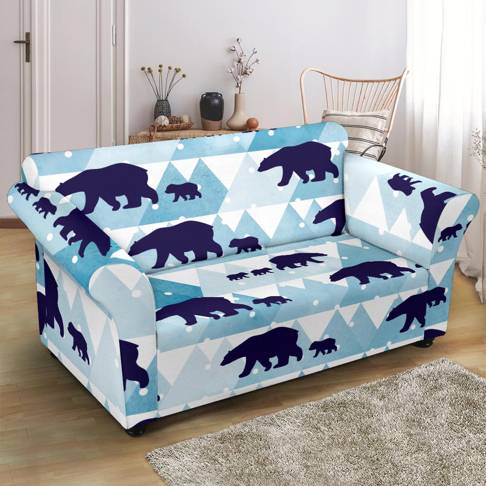 Polar Bear Winter Snow Pattern Loveseat Couch Slipcover