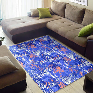 White Bengal Tigers Pattern Area Rug