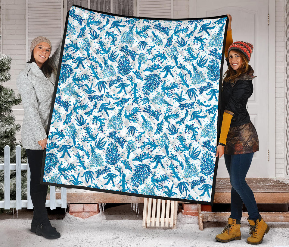 Coral Reef Pattern Print Design 01 Premium Quilt