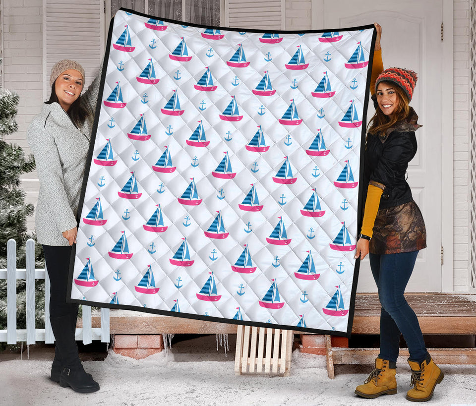 Sailboat Anchor Pattern Premium Quilt