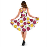 Passion Fruit Design Pattern Sleeveless Midi Dress