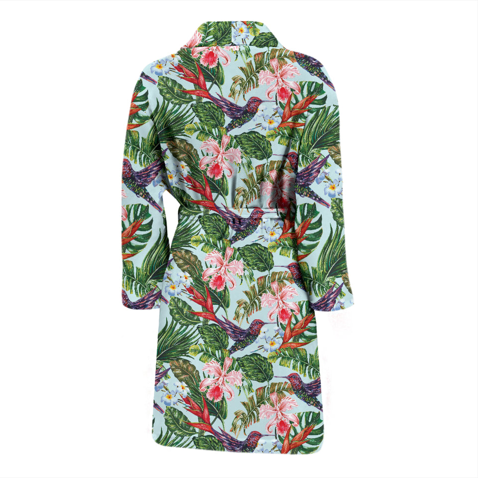 Hummingbird Pattern Print Design 05 Men's Bathrobe