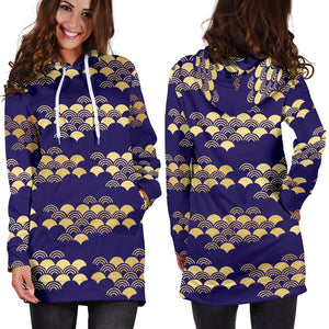 Beautiful Japanese Fan Pattern Women'S Hoodie Dress