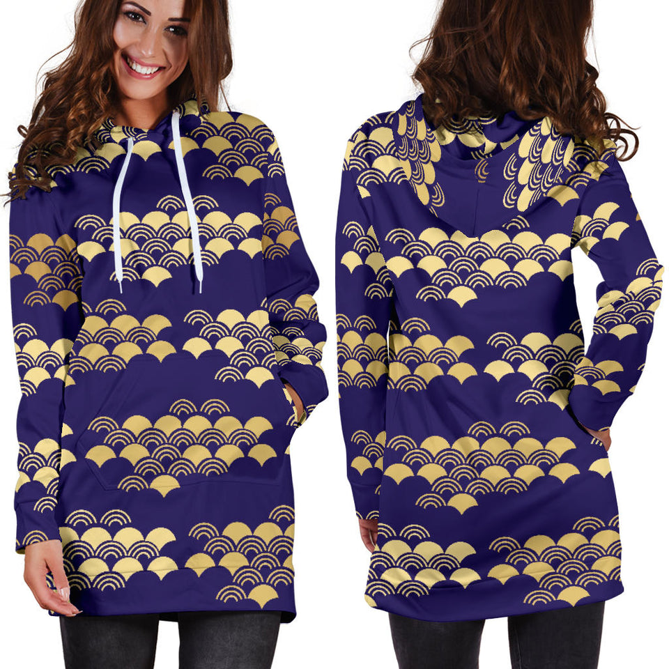 Beautiful Japanese Fan Pattern Women'S Hoodie Dress