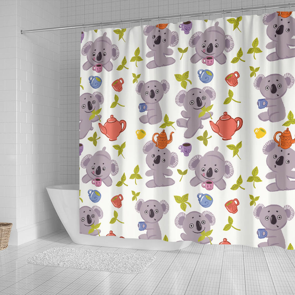 Cute Koalas Teapots Tea Shower Curtain Fulfilled In US
