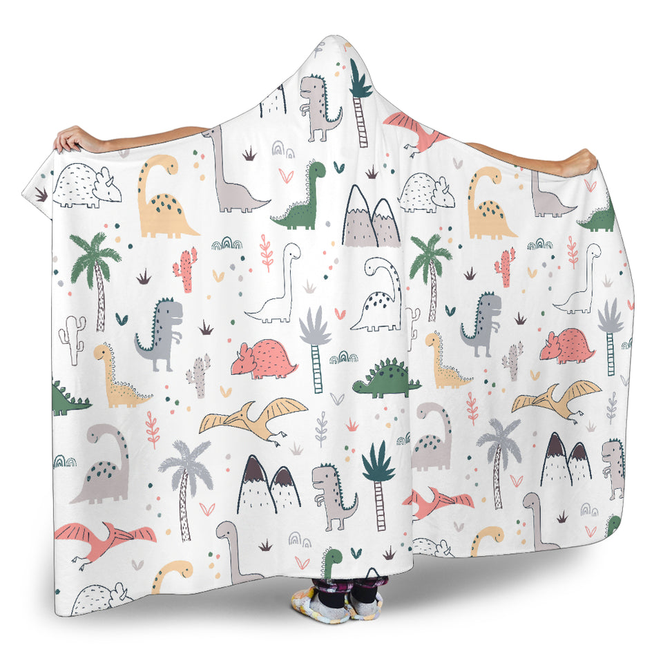 Cute Cartoon Dinosaurs Tree Pattern Hooded Blanket