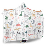 Cute Cartoon Dinosaurs Tree Pattern Hooded Blanket