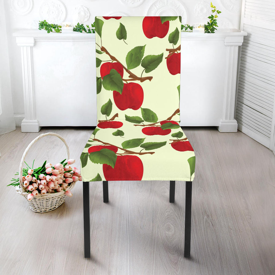 Red Apples Leaves Pattern Dining Chair Slipcover
