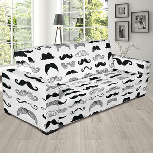 Mustache Beard Pattern Print Design 04 Sofa Slipcover
