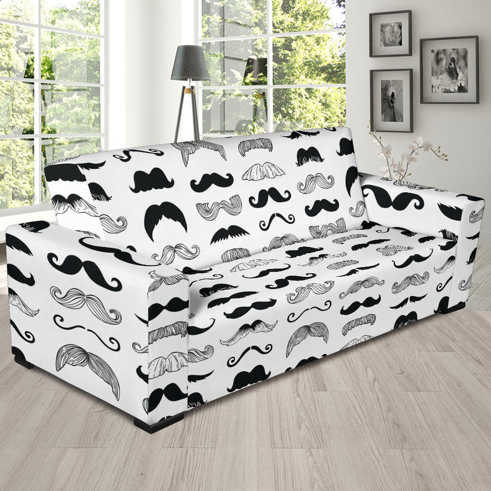 Mustache Beard Pattern Print Design 04 Sofa Slipcover