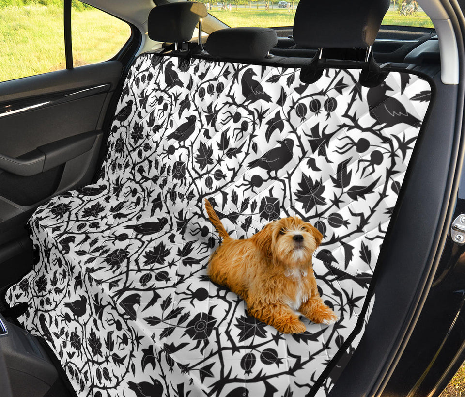 Crow Dark Floral Pattern Dog Car Seat Covers