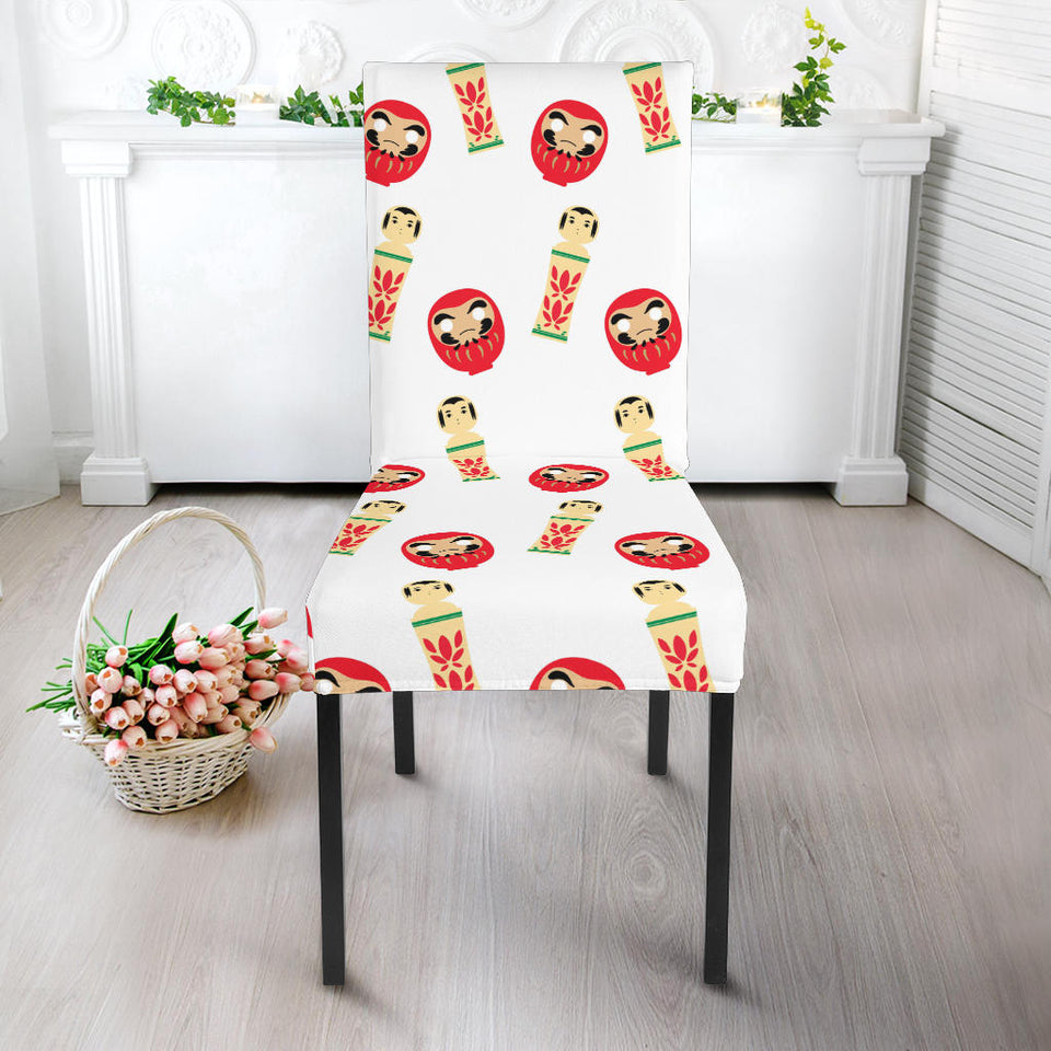 Daruma Japanese Wooden Doll Dining Chair Slipcover