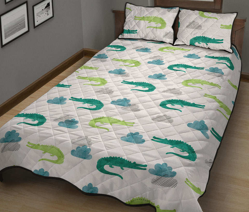 watercolor crocodile pattern Quilt Bed Set