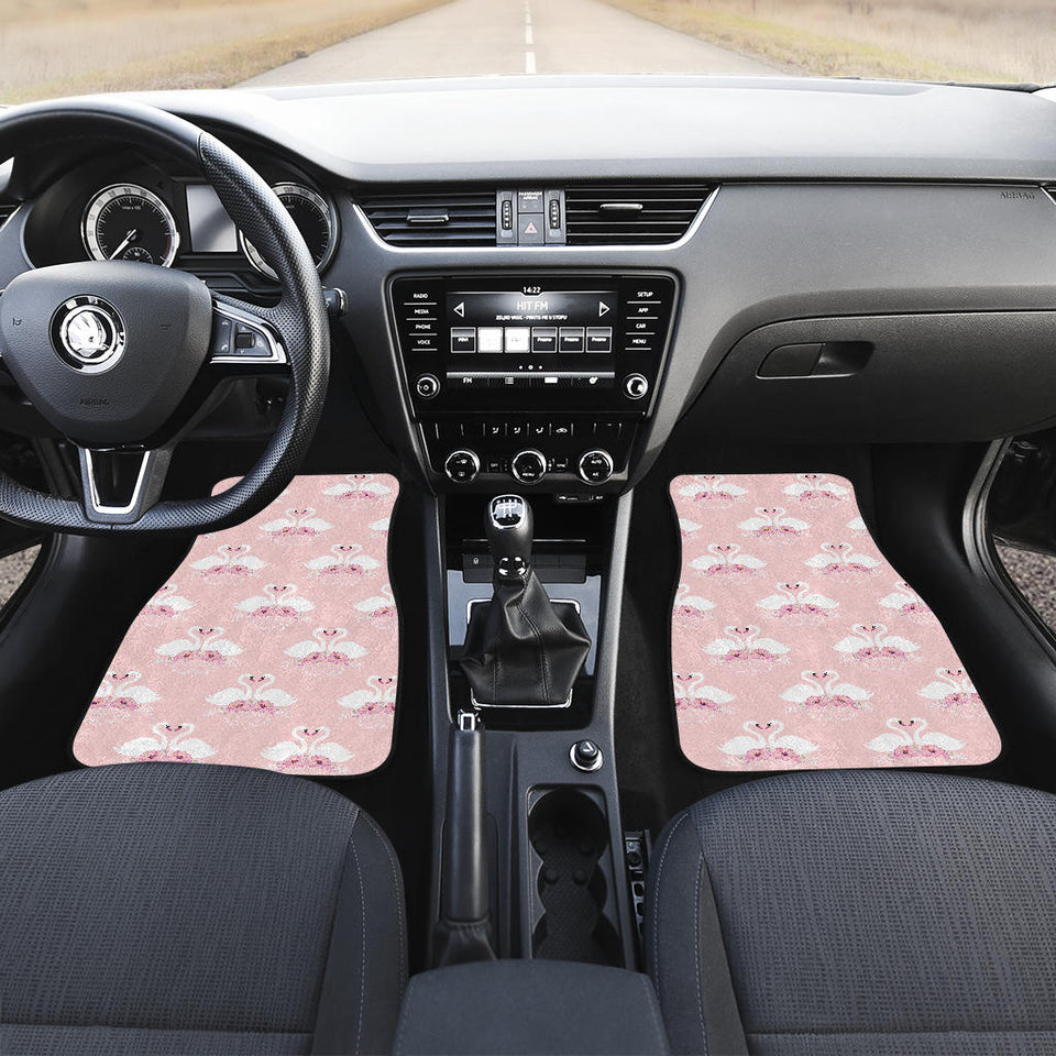 White Swan And Flower Love Pattern Front Car Mats