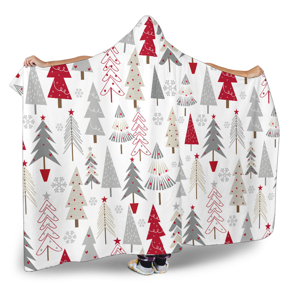 Cute Christmas Tree Pattern Hooded Blanket