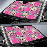 Chameleon Lizard Pattern Pink Background Car Sun Shade