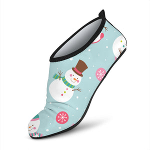 Cute Snowman Snowflake Pattern Aqua Shoes