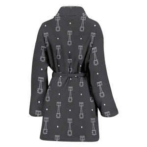 Engine Piston Black Background Pattern Print Design 02 Women's Bathrobe