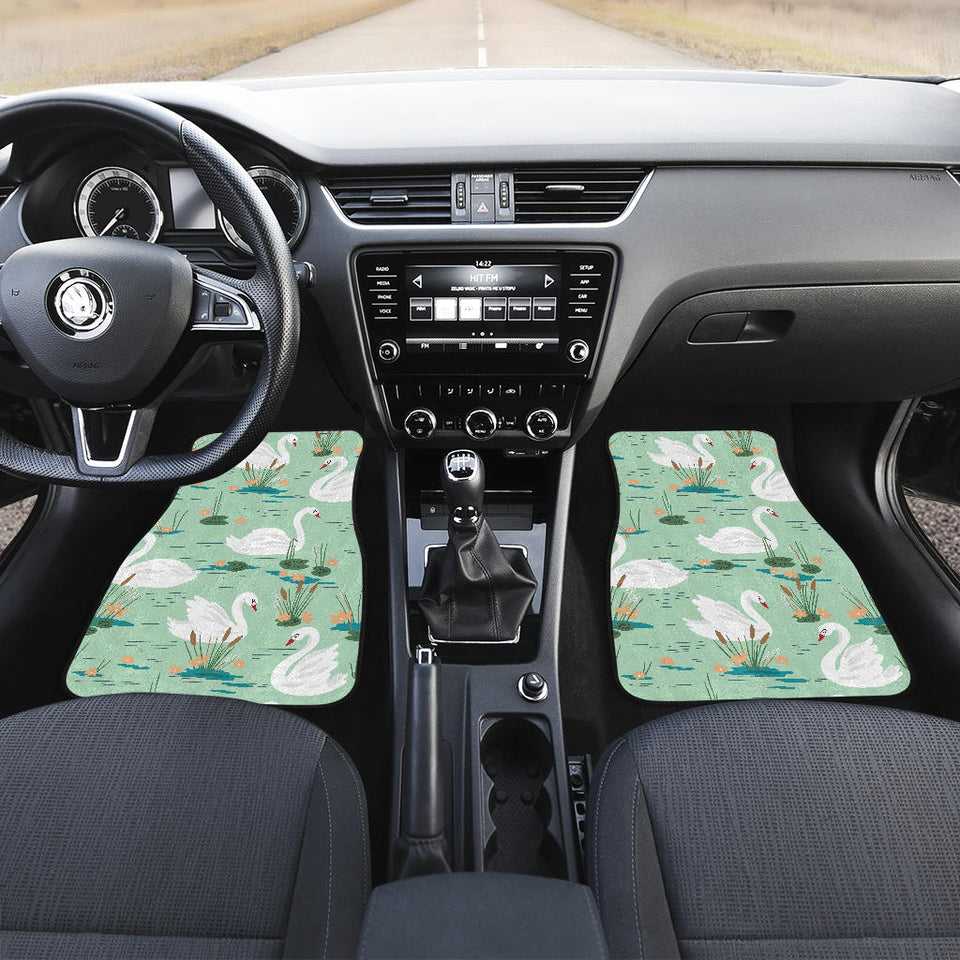 White Swan Lake Pattern Front And Back Car Mats
