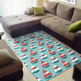 Red White Sailboat Wave Background Area Rug