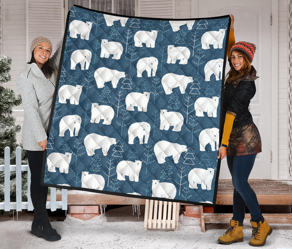 Polar Bear Mother Her Child Pattern Premium Quilt