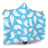 Cute White Sea Lion Seals Pattern Hooded Blanket