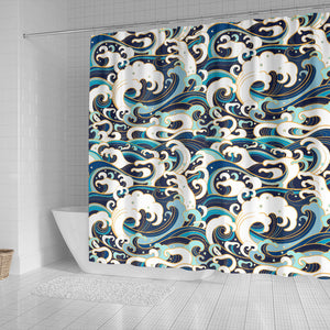 Japanese Wave Pattern Shower Curtain Fulfilled In US