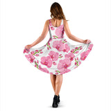 Pink Purple Orchid Pattern Background Sleeveless Midi Dress