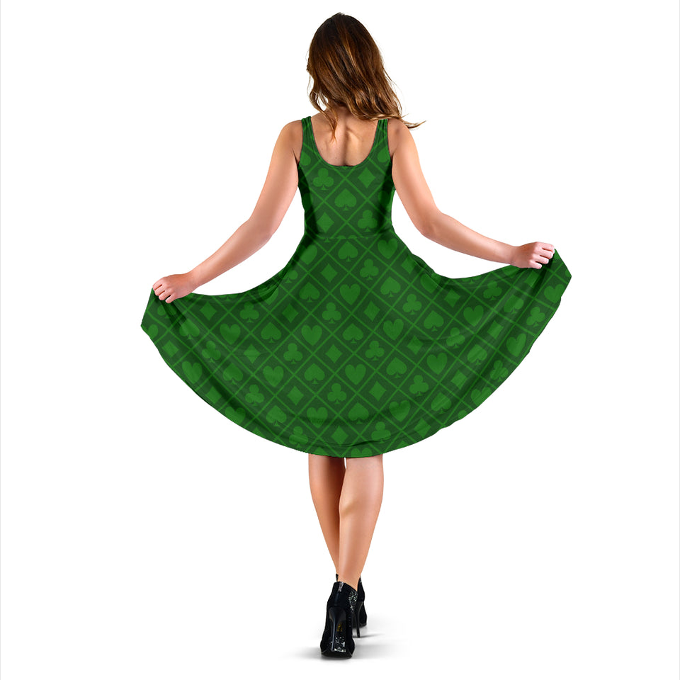 Casino Cards Suits Pattern Print Design 04 Sleeveless Midi Dress