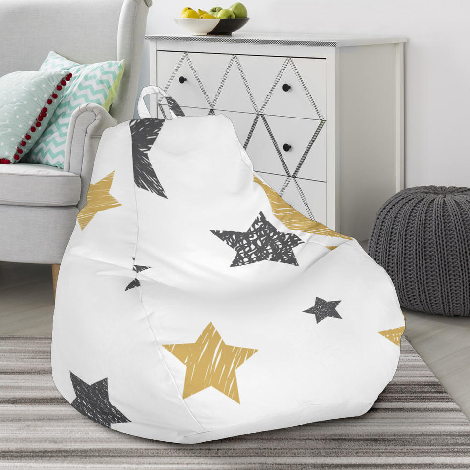 Hand Drawn Gold Black Star Pattern Bean Bag Cover