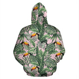 Toucan Tropical Green Jungle Palm Pattern Zip Up Hoodie