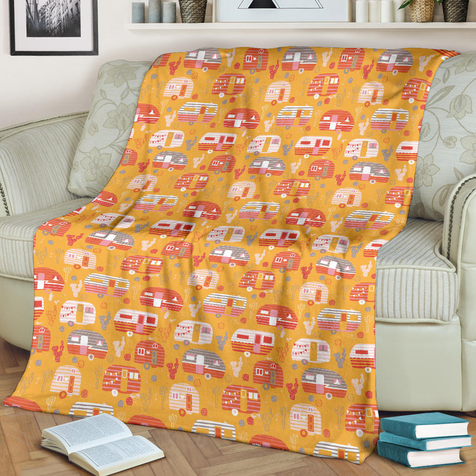 Camper Van Pattern Print Design 04 Premium Blanket