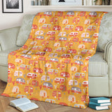 Camper Van Pattern Print Design 04 Premium Blanket