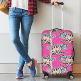 Chameleon Lizard Pattern Pink Background Luggage Covers