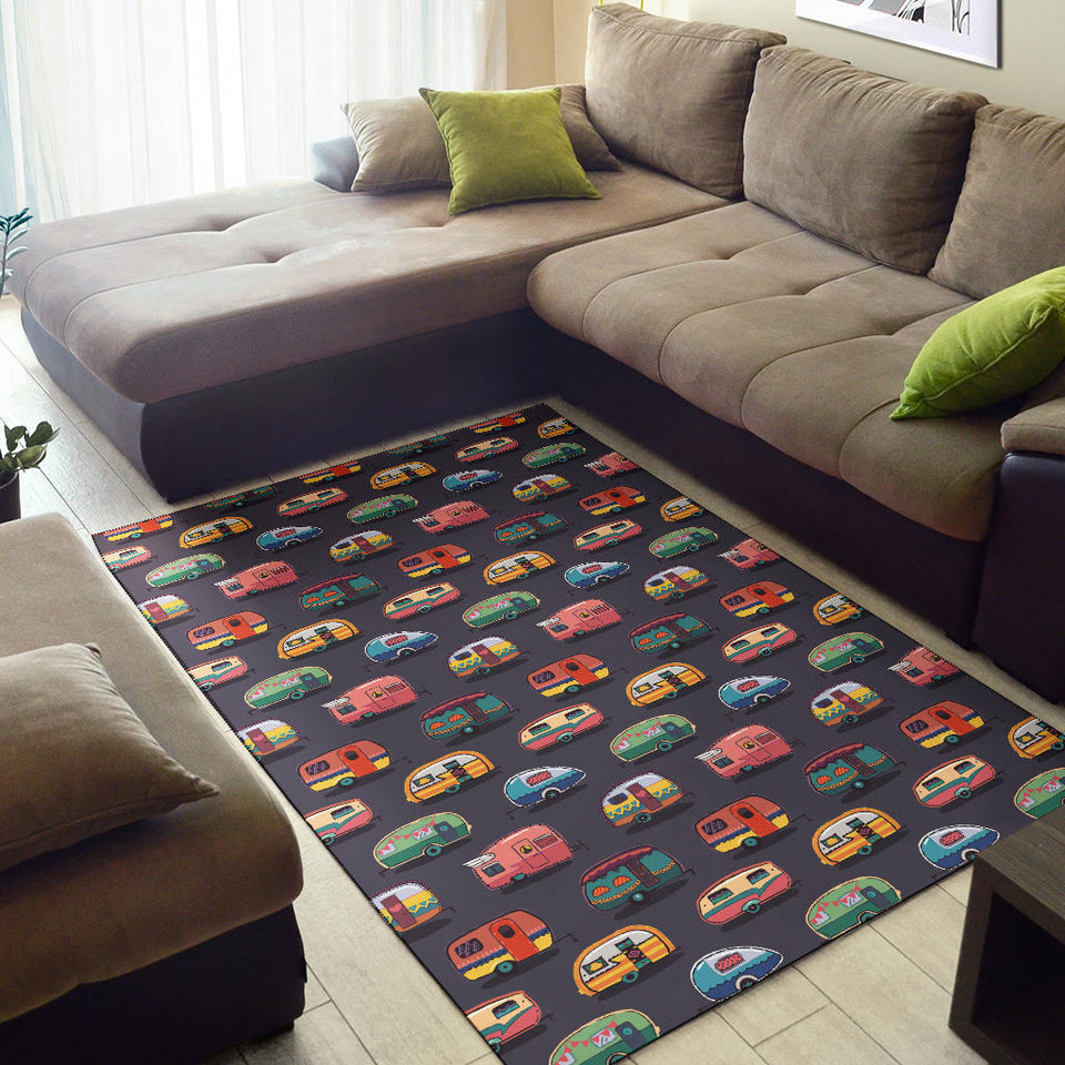 Camper Van Pattern Print Design 02 Area Rug