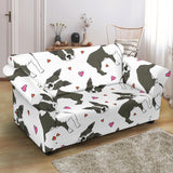 Boston Terrier Dog Hearts Vector Pattern Loveseat Couch Slipcover