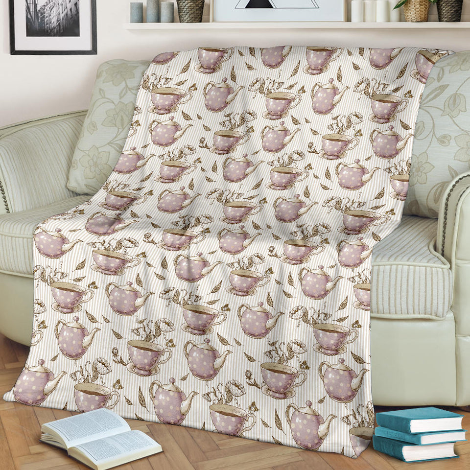 Tea pots Pattern Print Design 03 Premium Blanket