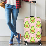 Avocado Heart Pink Background Luggage Covers