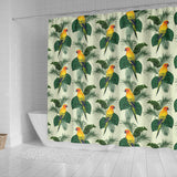 Beautiful Parrot Palm Leaves Pattern Shower Curtain Fulfilled In US