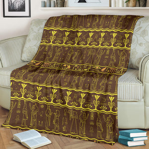 Egypt Hieroglyphics Pattern Print Design 03 Premium Blanket