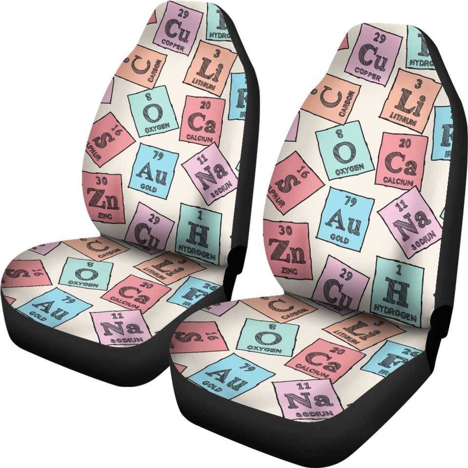 Chemistry Periodic Table Pattern Print Design 02 Universal Fit Car Seat Covers