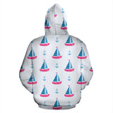 Sailboat Anchor Pattern Zip Up Hoodie