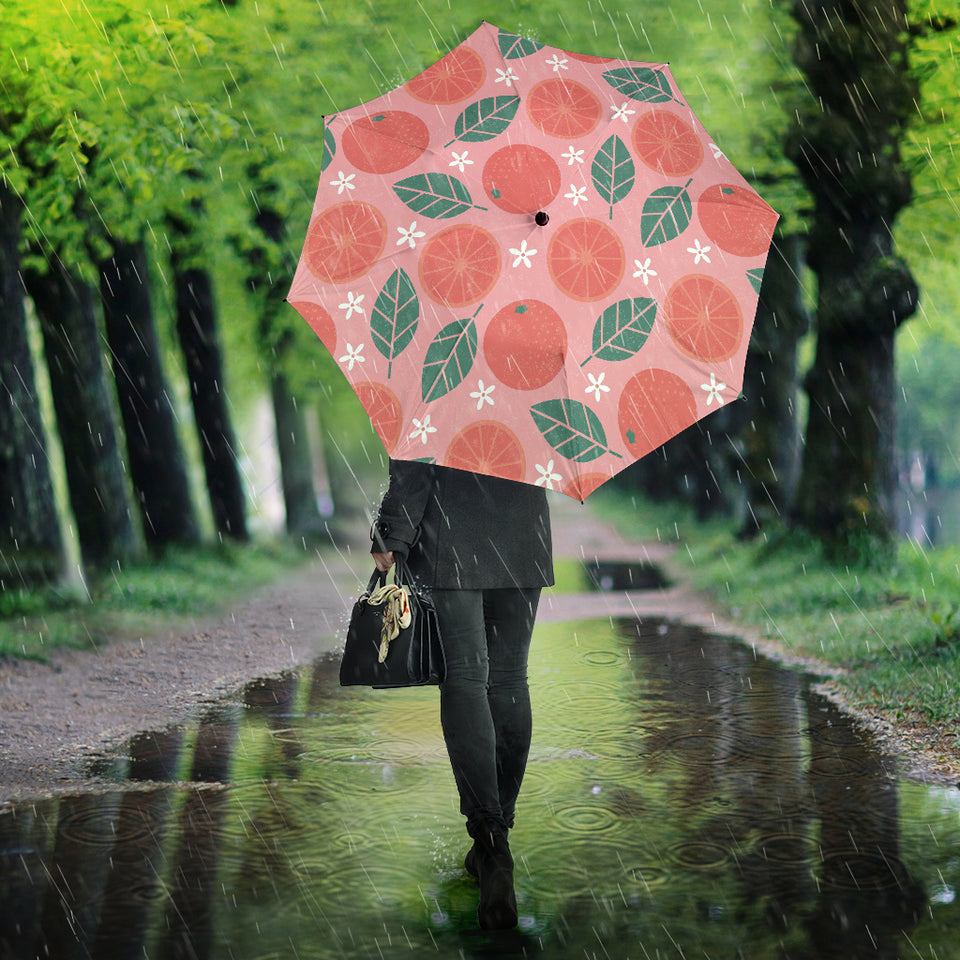 Grapefruit Leaves Flower Pink Background Umbrella