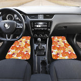 Orange Yellow Orchid Flower Pattern Background Front And Back Car Mats