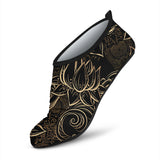 Luxurious Gold Lotus Waterlily Black Background Aqua Shoes