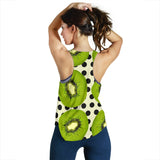 kiwi black dot background Women Racerback Tank Top