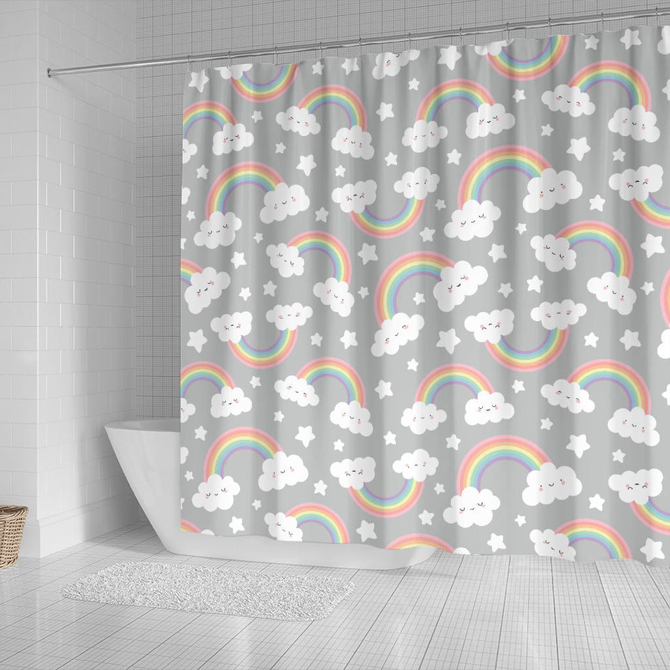 Cute Rainbow Clound Star Pattern Shower Curtain Fulfilled In US
