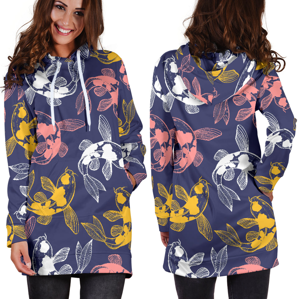 Koi Fish Carp Fish Pattern Women'S Hoodie Dress
