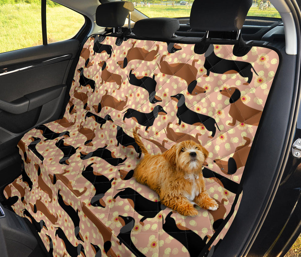 Dachshund Floral Background Dog Car Seat Covers