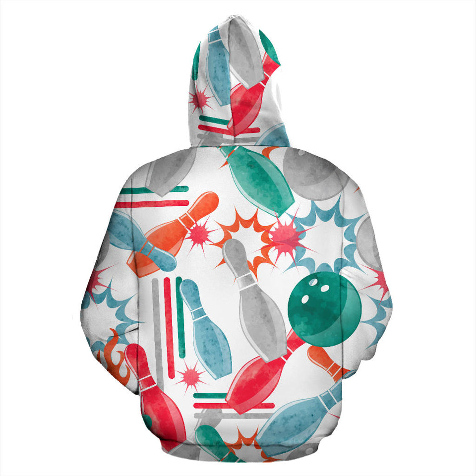 Watercolor Bowling Pattern Men Women Pullover Hoodie